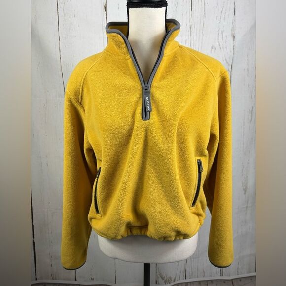 Old Navy Sweaters - Old Navy '94 Half Zip Thick Fleece Cropped Pullover in Honey Mustard